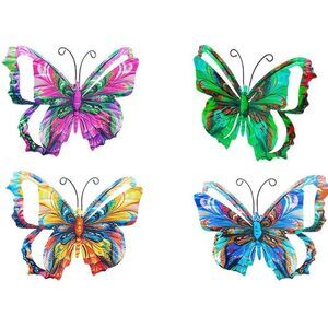 Set of 4 3D Metal Butterfly Wall Art Decorations Garden or Wall Decor 6.7"x4.5"